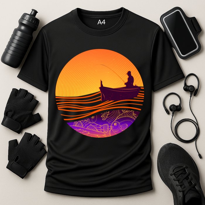 Retro Fisherman Boat Emblem Performance Shirt