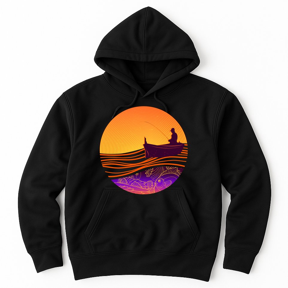Retro Fisherman Boat Emblem Hoodie