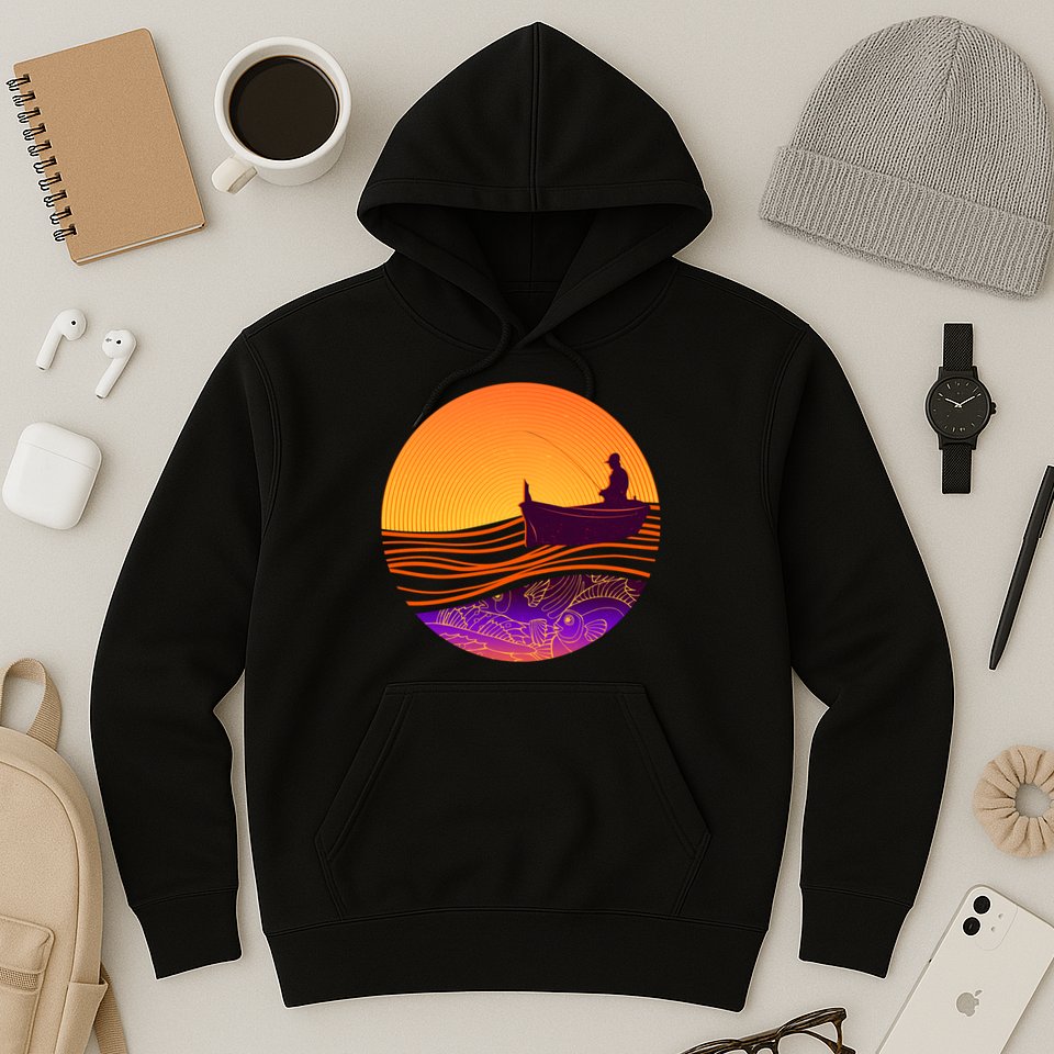 Retro Fisherman Boat Emblem Hoodie