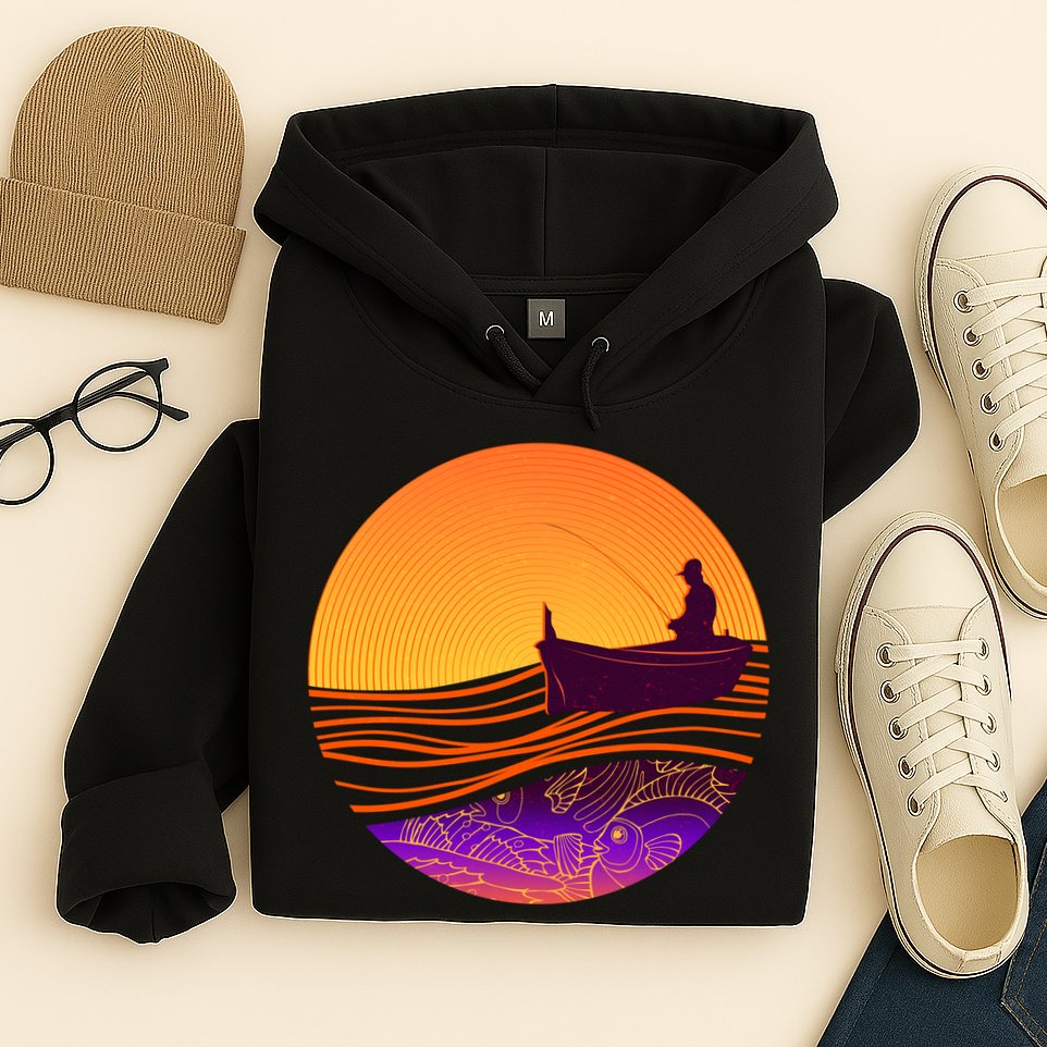 Retro Fisherman Boat Emblem Hoodie