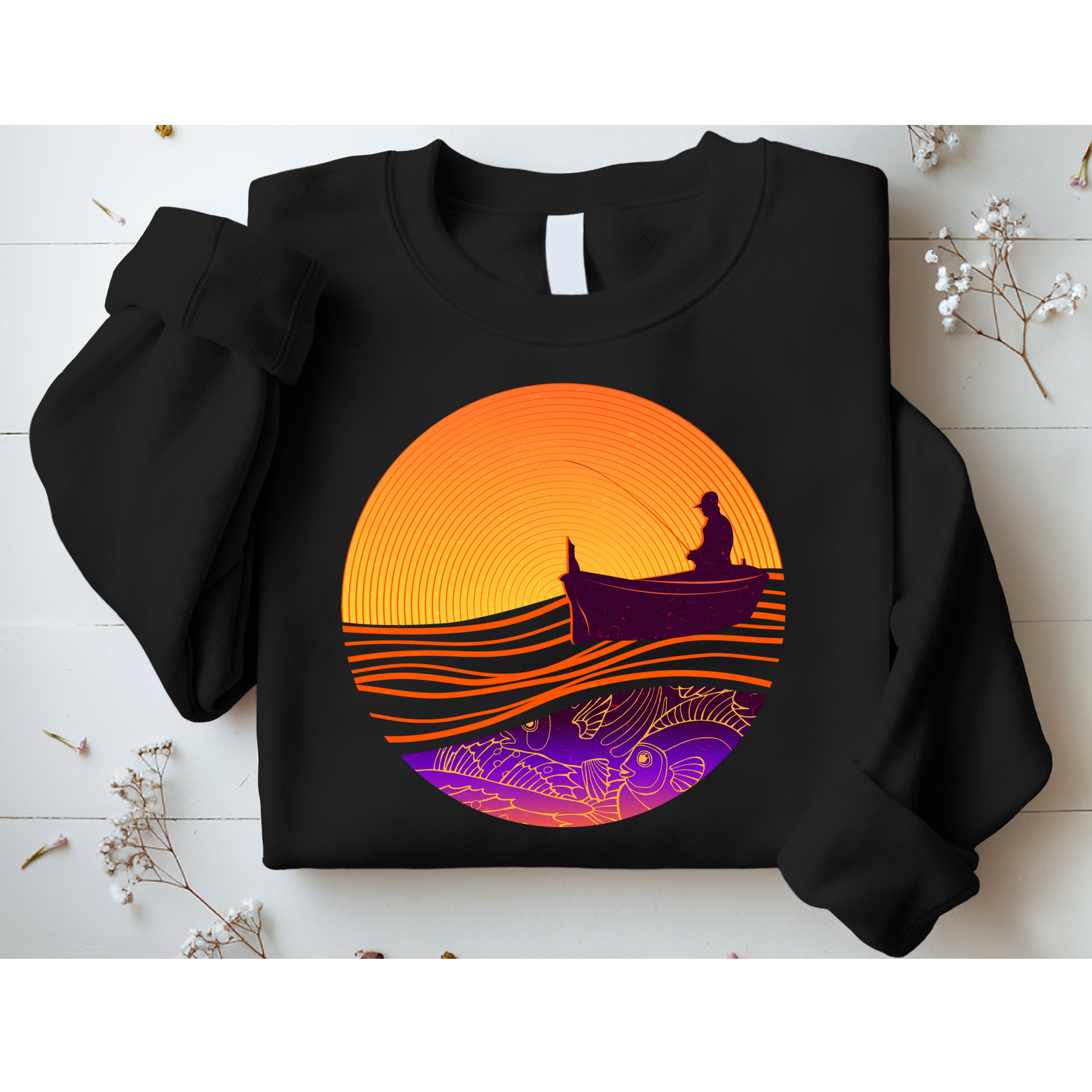 Retro Fisherman Boat Emblem Sweatshirt