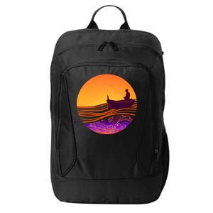 Retro Fisherman Boat Emblem City Backpack