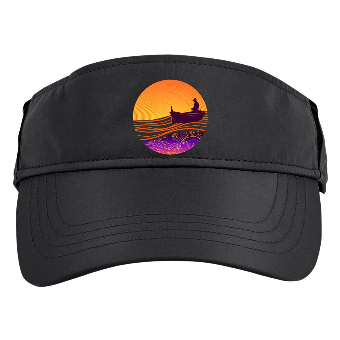Retro Fisherman Boat Emblem Adult Drive Performance Visor
