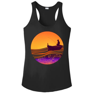 Retro Fisherman Boat Emblem Ladies PosiCharge Competitor Racerback Tank