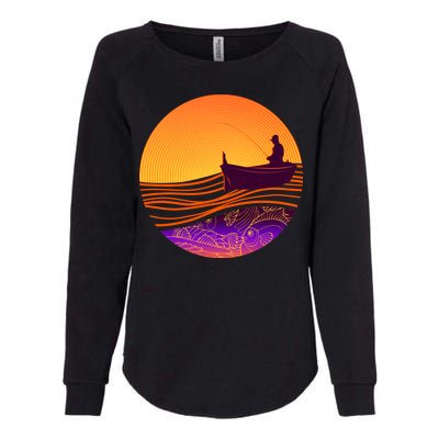 Retro Fisherman Boat Emblem Womens California Wash Sweatshirt