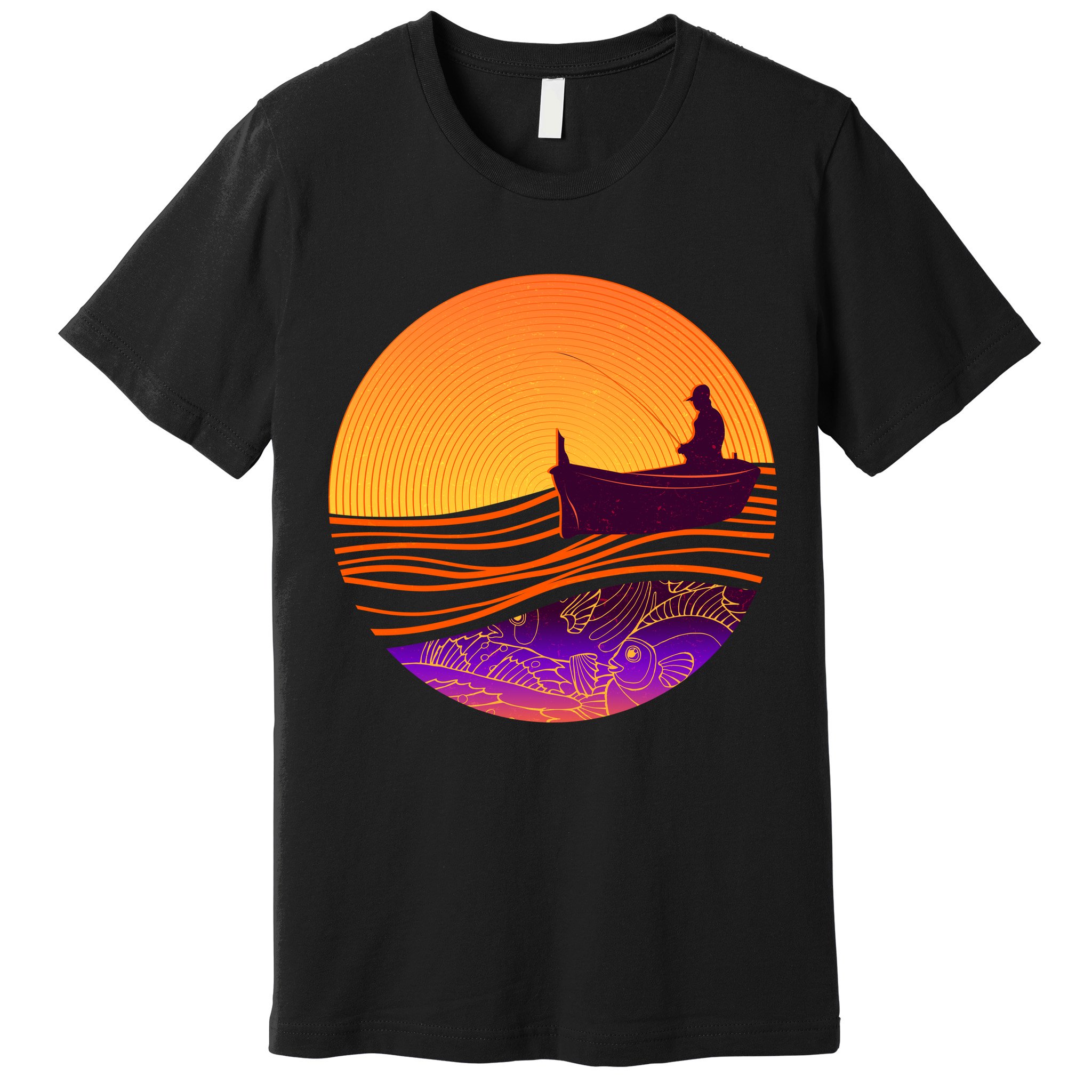 Retro Fisherman Boat Emblem Premium T-Shirt