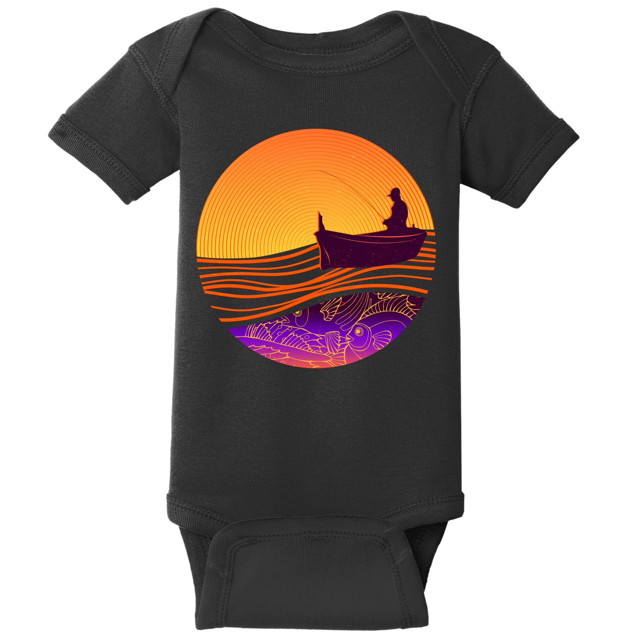 Retro Fisherman Boat Emblem Baby Bodysuit