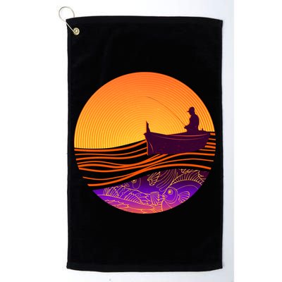 Retro Fisherman Boat Emblem Golf Towel