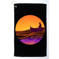 Retro Fisherman Boat Emblem Golf Towel