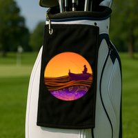 Retro Fisherman Boat Emblem Golf Towel