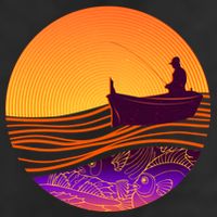 Retro Fisherman Boat Emblem Golf Towel