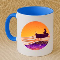 Retro Fisherman Boat Emblem Mug