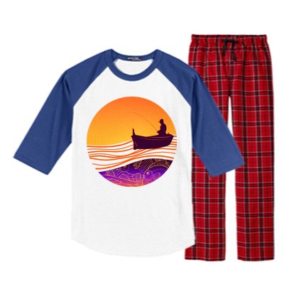 Retro Fisherman Boat Emblem Raglan Sleeve Pajama Set