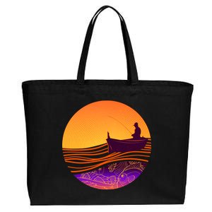 Retro Fisherman Boat Emblem Cotton Canvas Jumbo Tote