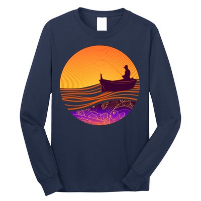 Retro Fisherman Boat Emblem Long Sleeve Shirt