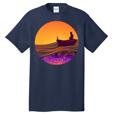 Retro Fisherman Boat Emblem Tall T-Shirt