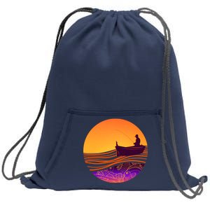 Retro Fisherman Boat Emblem Sweatshirt Cinch Pack Bag