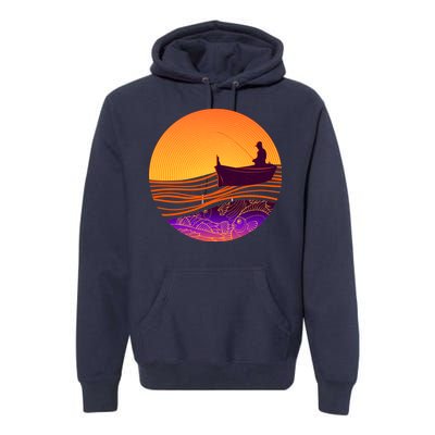 Retro Fisherman Boat Emblem Premium Hoodie