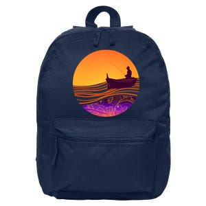 Retro Fisherman Boat Emblem 16 in Basic Backpack