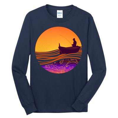 Retro Fisherman Boat Emblem Tall Long Sleeve T-Shirt