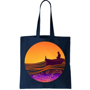 Retro Fisherman Boat Emblem Tote Bag