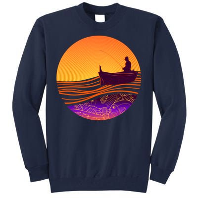 Retro Fisherman Boat Emblem Tall Sweatshirt