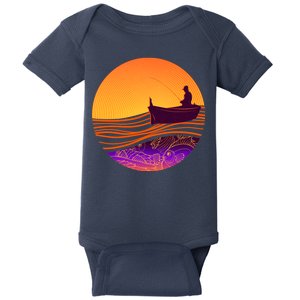 Retro Fisherman Boat Emblem Baby Bodysuit