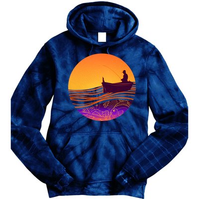 Retro Fisherman Boat Emblem Tie Dye Hoodie