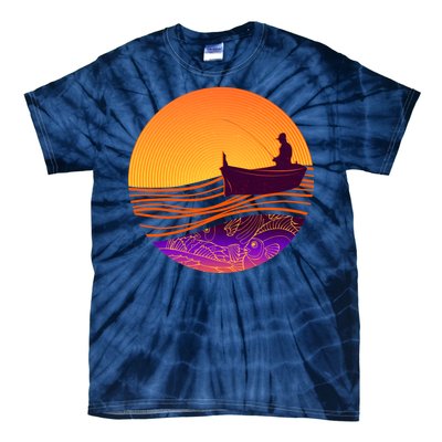 Retro Fisherman Boat Emblem Tie-Dye T-Shirt