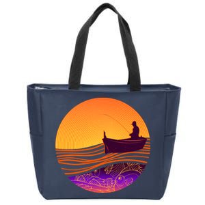 Retro Fisherman Boat Emblem Zip Tote Bag