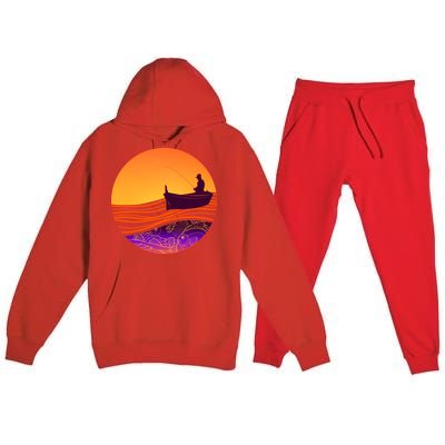 Retro Fisherman Boat Emblem Premium Hooded Sweatsuit Set