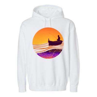 Retro Fisherman Boat Emblem Garment-Dyed Fleece Hoodie