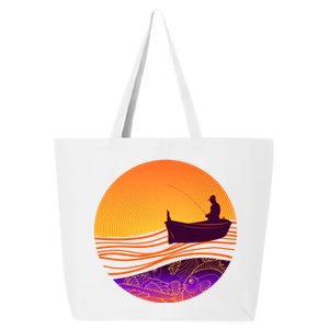 Retro Fisherman Boat Emblem 25L Jumbo Tote