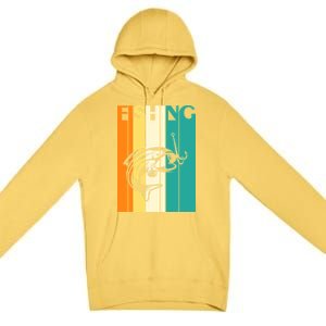 Retro Fishing Fish Hook Premium Pullover Hoodie