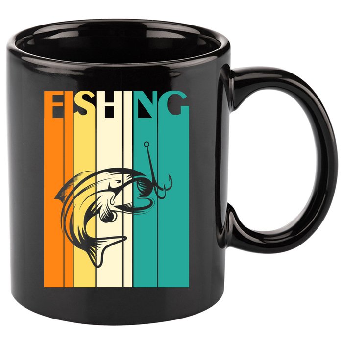 Retro Fishing Fish Hook 11oz C Handle Ceramic Mug