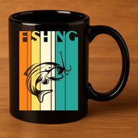 Retro Fishing Fish Hook 11oz C Handle Ceramic Mug
