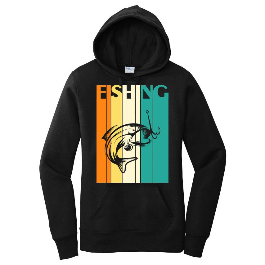Retro Fishing Fish Hook Women's Pullover Hoodie