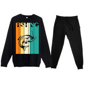 Retro Fishing Fish Hook Premium Crewneck Sweatsuit Set