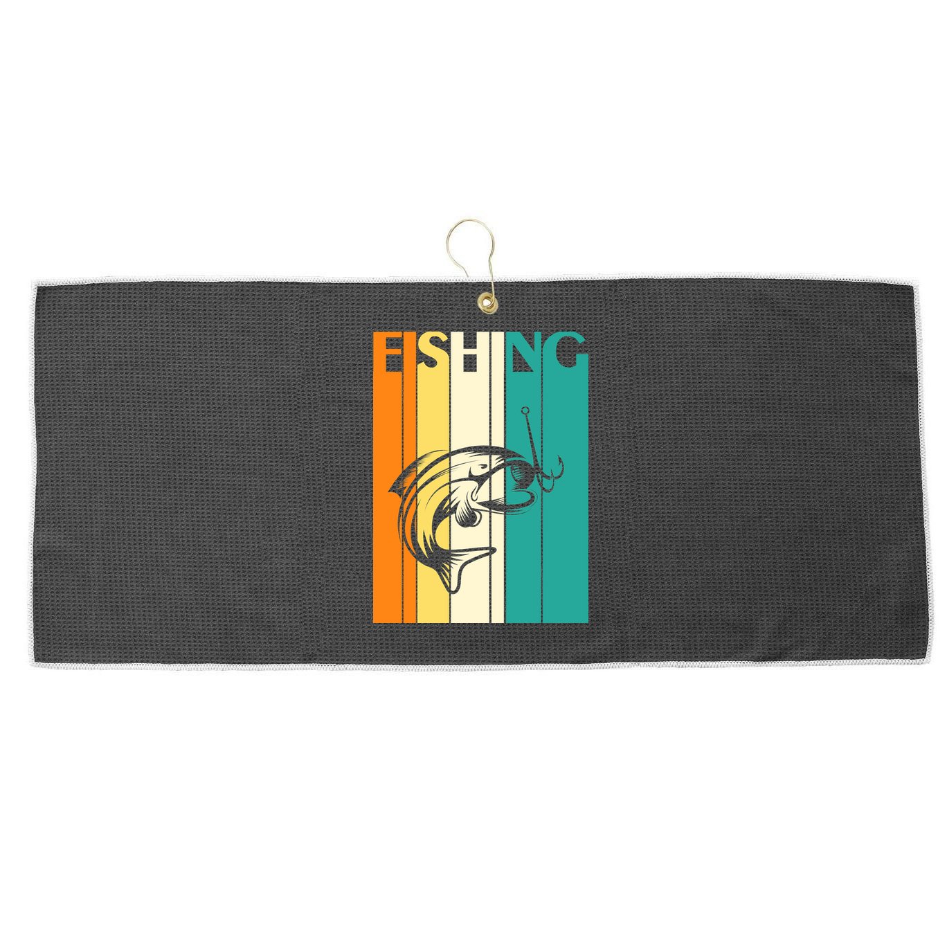 Retro Fishing Fish Hook Large Microfiber Waffle Golf Towel