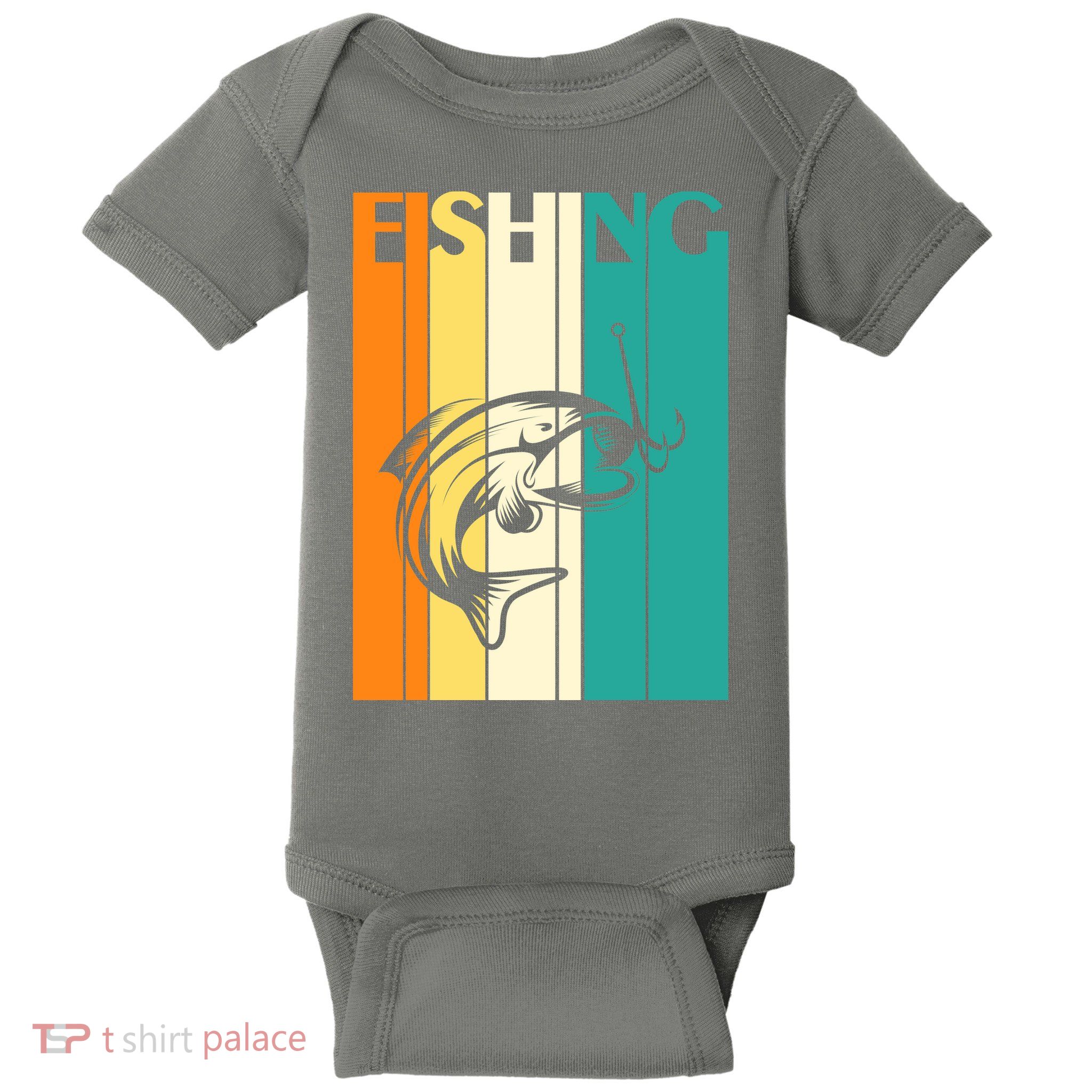 Retro Fishing Fish Hook Baby Bodysuit