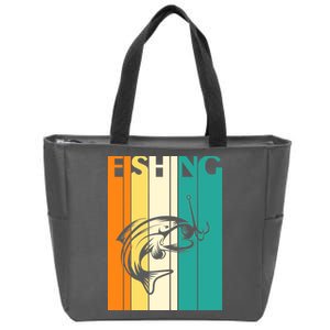 Retro Fishing Fish Hook Zip Tote Bag