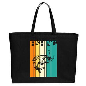 Retro Fishing Fish Hook Cotton Canvas Jumbo Tote