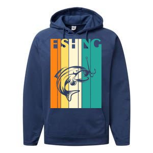 Retro Fishing Fish Hook Performance Fleece Hoodie