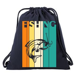 Retro Fishing Fish Hook Drawstring Bag