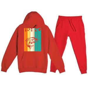 Retro Fishing Fish Hook Premium Hooded Sweatsuit Set