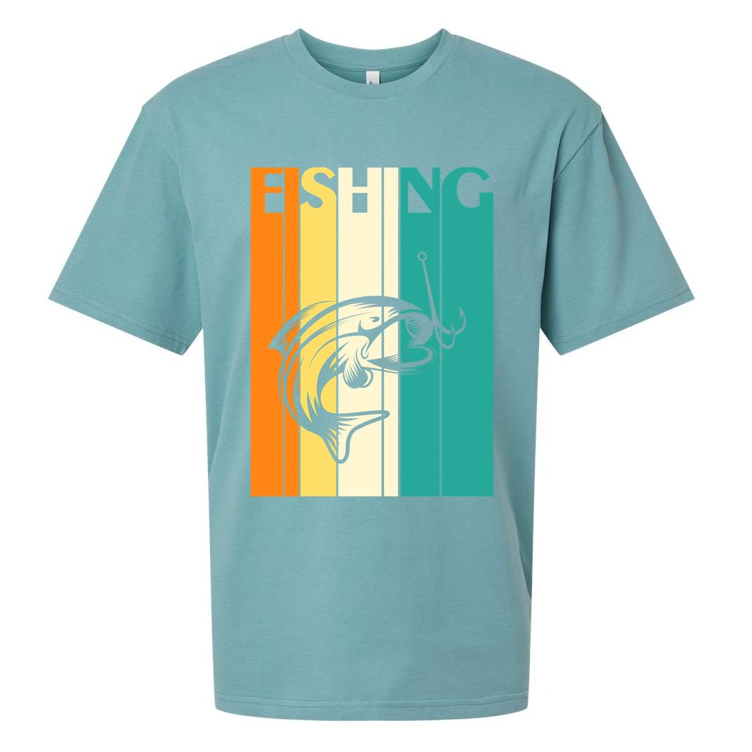 Retro Fishing Fish Hook Sueded Cloud Jersey T-Shirt