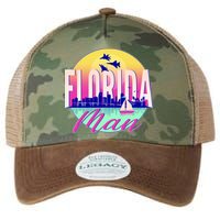 Retro Florida Man Miama Skyline with Fighter Jets Legacy Tie Dye Trucker Hat