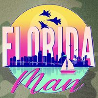 Retro Florida Man Miama Skyline with Fighter Jets Legacy Tie Dye Trucker Hat