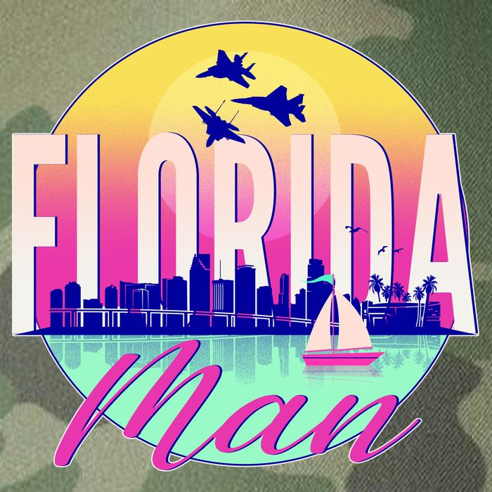 Retro Florida Man Miama Skyline with Fighter Jets Legacy Tie Dye Trucker Hat