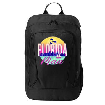 Retro Florida Man Miama Skyline with Fighter Jets City Backpack